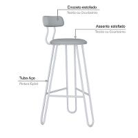 Conjunto 4 Banquetas Alta Ginger Com Encosto Courino Saturno Off White - 4