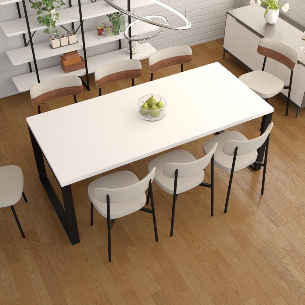 Mesa De Jantar Queens 200x90x77cm Qemj9200 Branco Tx - Est.preta Branco Tx/est.preta - 4