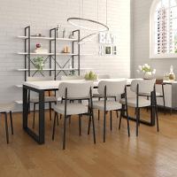 Mesa De Jantar Queens 200x90x77cm Qemj9200 Branco Tx - Est.preta Branco Tx/est.preta - 2