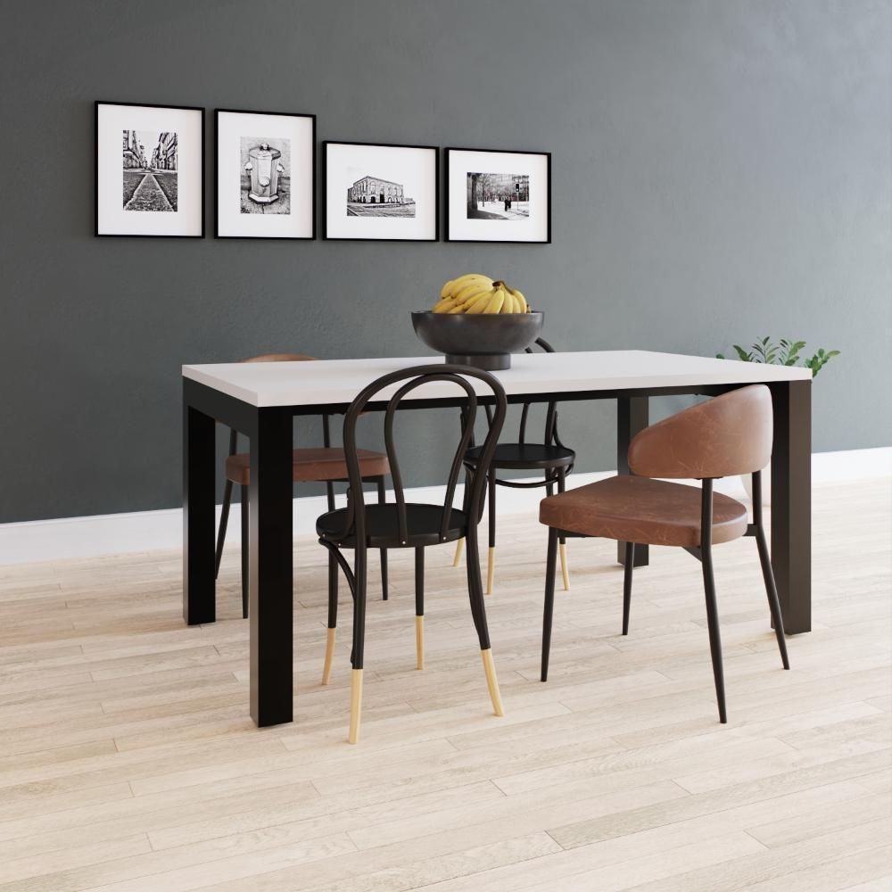 Mesa De Jantar Bronx U 160x90x77cm Brmj9160u Branco Tx - Est.preta Branco Tx/est.preta - 2