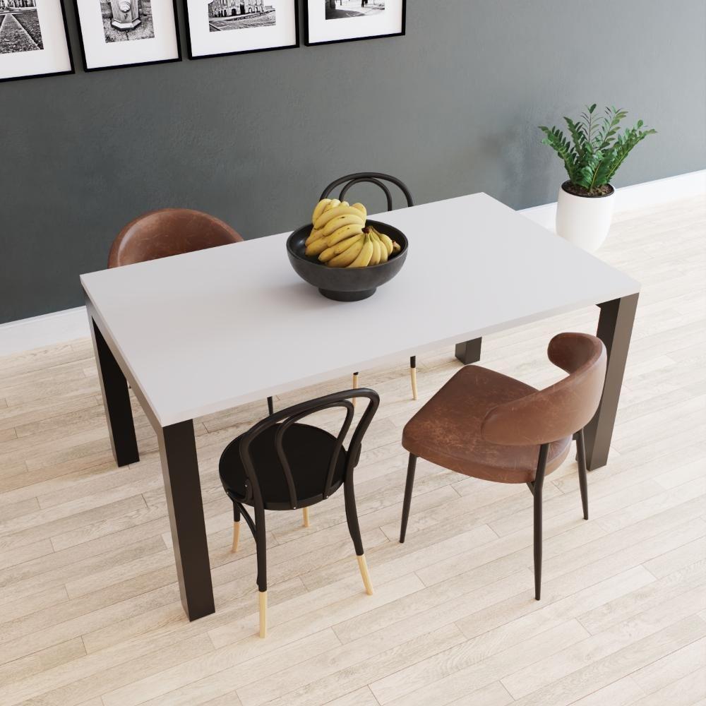 Mesa De Jantar Bronx U 160x90x77cm Brmj9160u Branco Tx - Est.preta Branco Tx/est.preta - 4