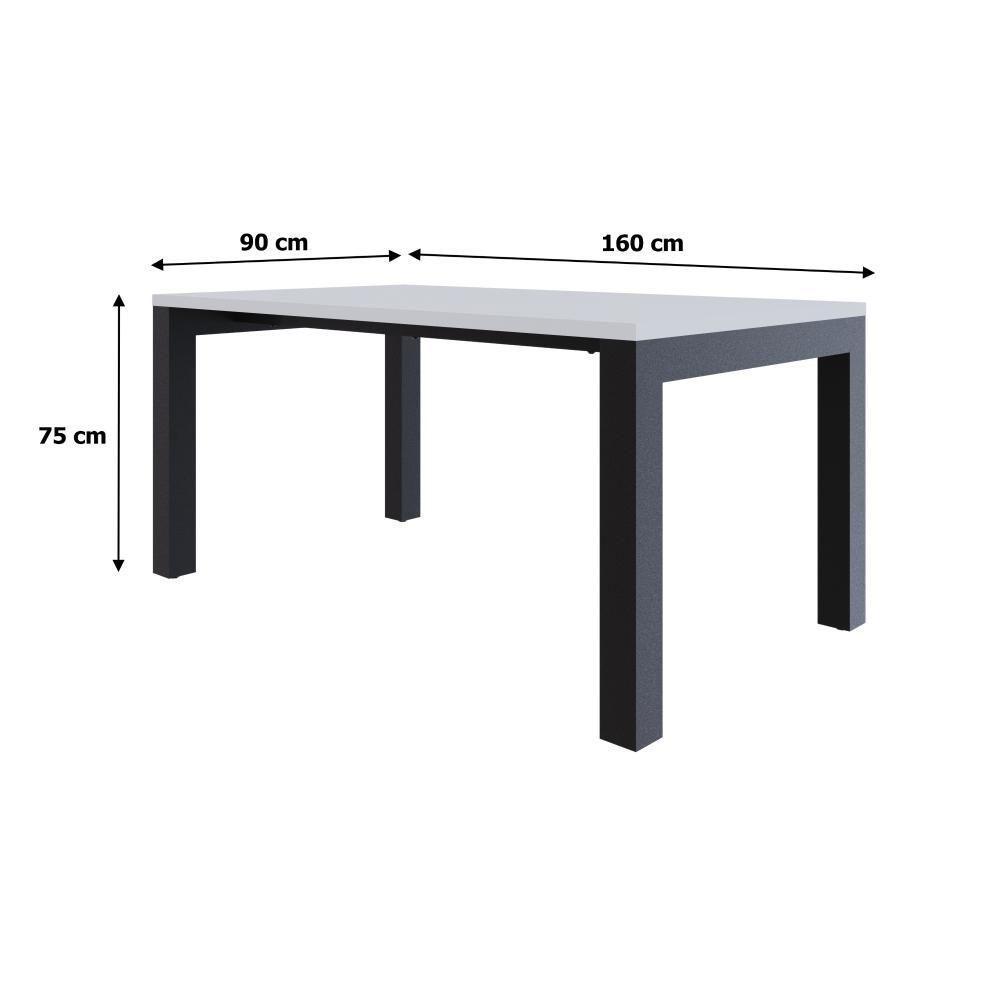 Mesa De Jantar Bronx U 160x90x77cm Brmj9160u Branco Tx - Est.preta Branco Tx/est.preta - 6