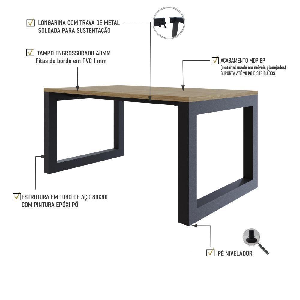 Mesa De Jantar Bronx 160x90x77cm Brmj9160 Vermont Oak - Est.preta Vermont Oak/est.preta - 3