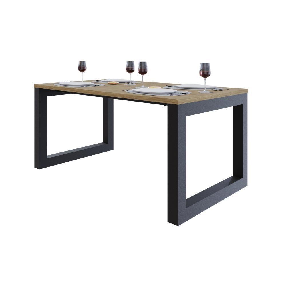 Mesa De Jantar Bronx 160x90x77cm Brmj9160 Vermont Oak - Est.preta Vermont Oak/est.preta - 5