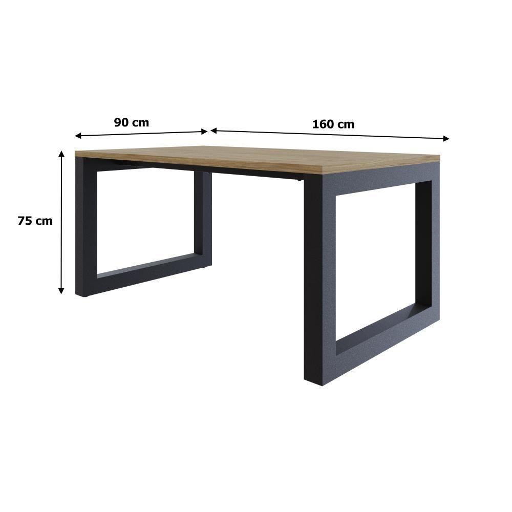 Mesa De Jantar Bronx 160x90x77cm Brmj9160 Vermont Oak - Est.preta Vermont Oak/est.preta - 6