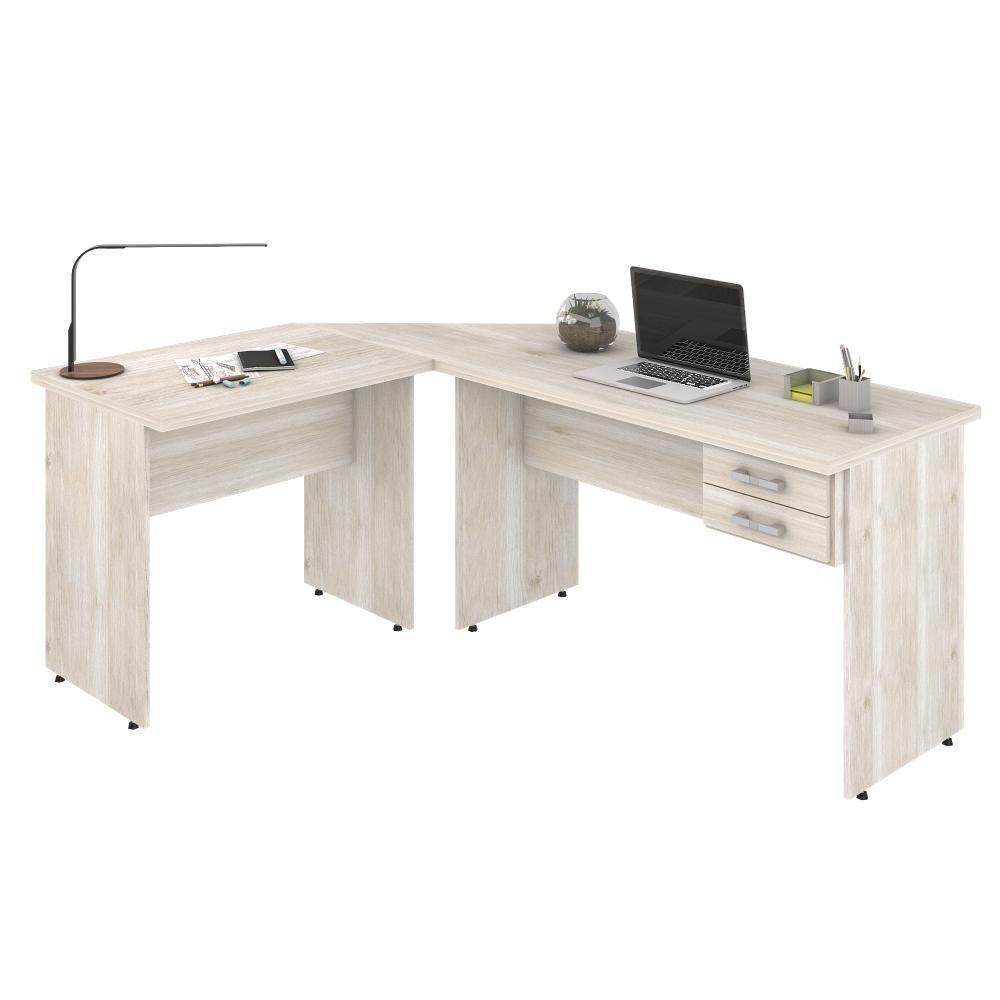 Escrivaninha Mesa De Escritório Em L 1,80x1,40m C-02gavetas Snow - 3