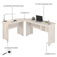 Escrivaninha Mesa De Escritório Em L 1,80x1,40m C-02gavetas Snow - 2