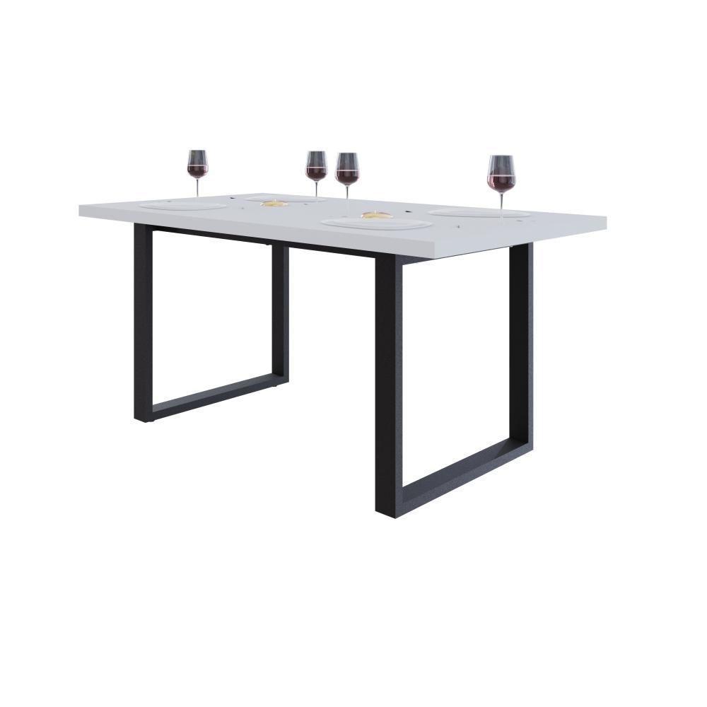 Mesa De Jantar Queens R 160x90x77cm Qemj9160r Branco Tx - Est.preta Branco Tx/est.preta - 5