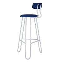 Conjunto 4 Banquetas Alta Ginger Com Encosto Azul Jeans City - 2