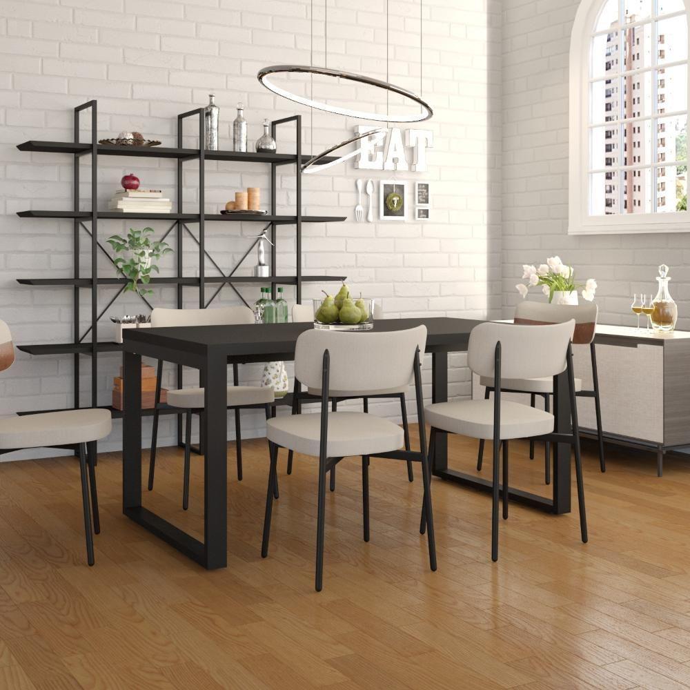 Mesa De Jantar Queens 160x90x77cm Qemj9160 Preto Tx - Est.preta Preto Tx/est.preta - 2