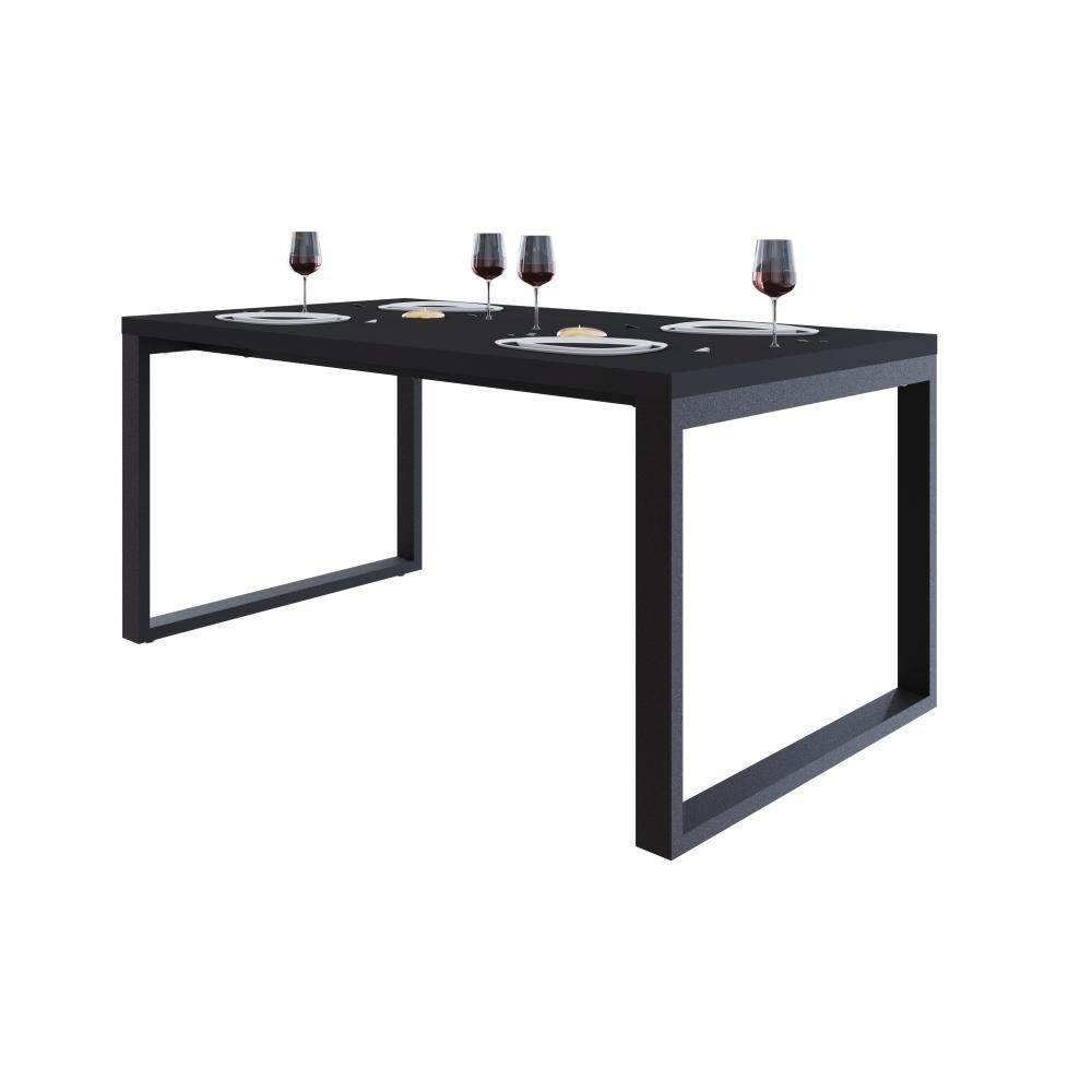 Mesa De Jantar Queens 160x90x77cm Qemj9160 Preto Tx - Est.preta Preto Tx/est.preta - 5
