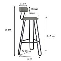 Banqueta Alta Ginger Com Encosto Courino Venus Cinza - 3
