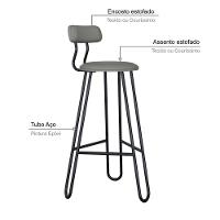 Banqueta Alta Ginger Com Encosto Courino Venus Cinza - 4