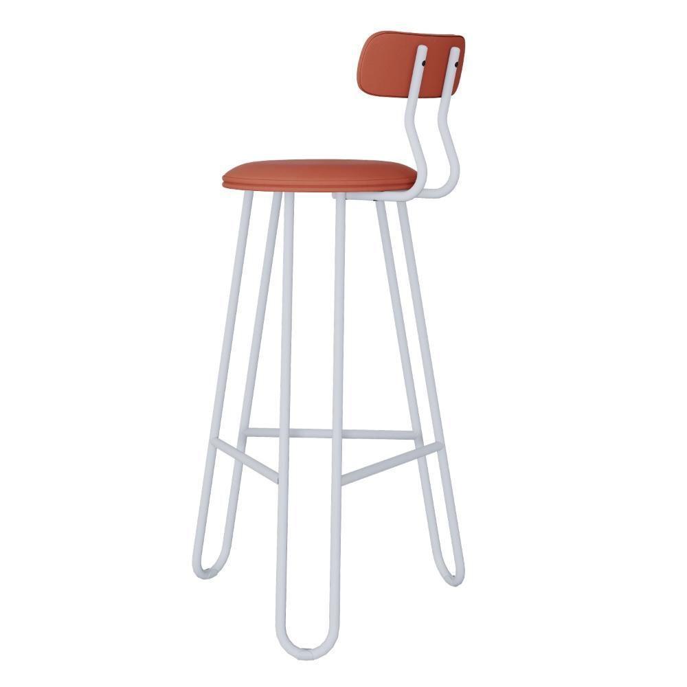 Conjunto 4 Banquetas Alta Ginger Com Encosto Courino Marte Terra Rosê - 2