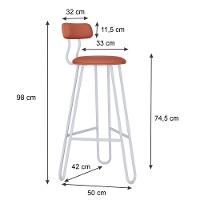 Conjunto 4 Banquetas Alta Ginger Com Encosto Courino Marte Terra Rosê - 3