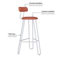 Conjunto 4 Banquetas Alta Ginger Com Encosto Courino Marte Terra Rosê - 4