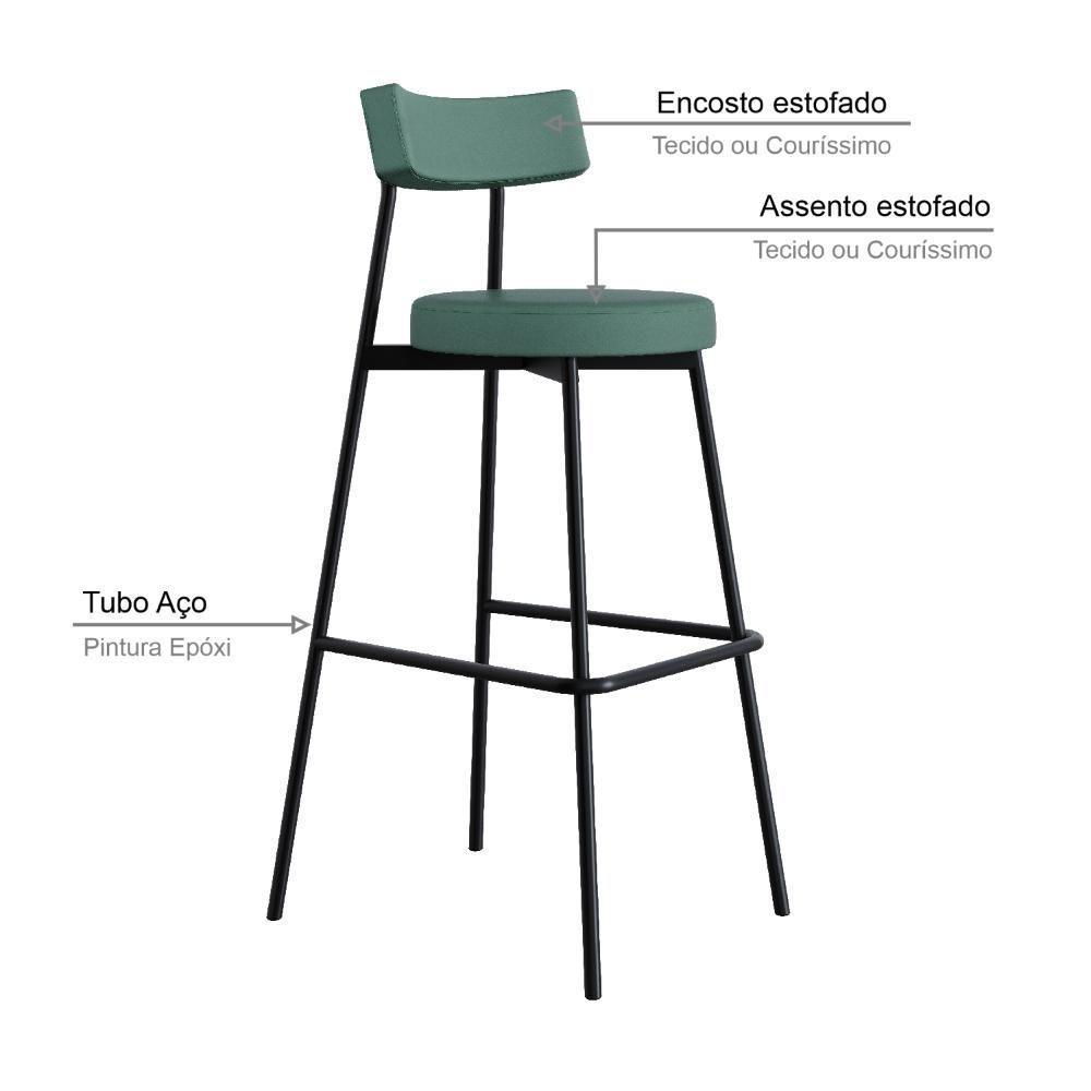 Banqueta Alta Stout Ae: 100 / Aa: 75cm C/02 Un. Bqst7510.2 Courino Urano Verde Sálvia - 3