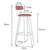 Conjunto 2 Banquetas Alta Ginger Com Encosto Tulipa Rosê City - 3