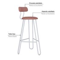 Conjunto 2 Banquetas Alta Ginger Com Encosto Tulipa Rosê City - 4