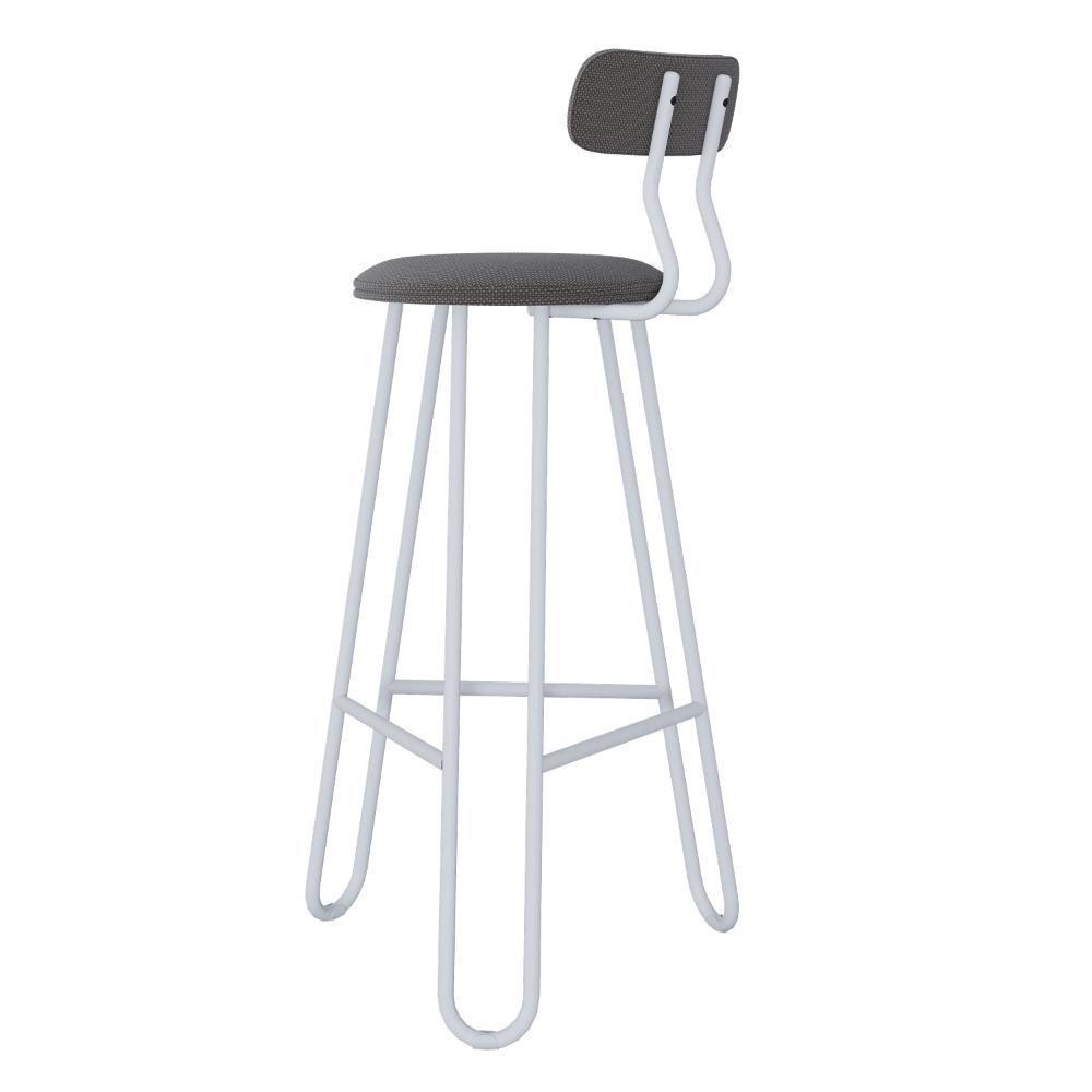 Conjunto 4 Banquetas Alta Ginger Com Encosto Fendi Cinza City - 2