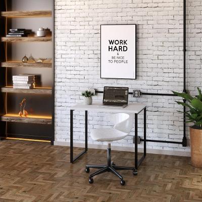 Mesa Kuadra Office 90x60x75cm Branco Chess Preta