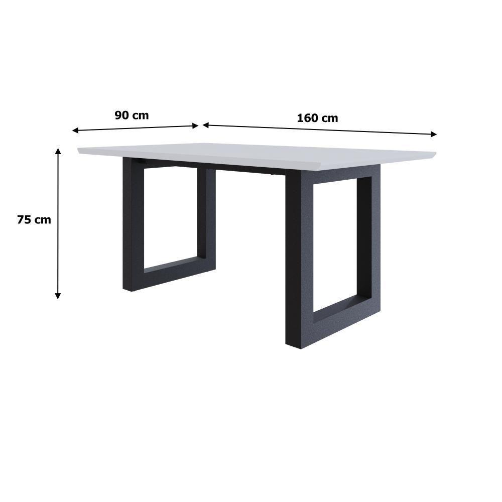 Mesa De Jantar Bronx Rg2 160x90x77cm Brmj9160rg2 Branco Tx - Est.preta Branco Tx/est.preta - 6