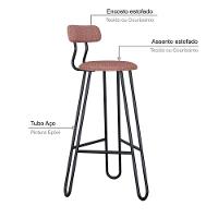 Conjunto 2 Banquetas Alta Ginger Com Encosto Tulipa Rosê City - 4