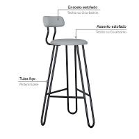 Conjunto 2 Banquetas Alta Ginger Com Encosto Courino Saturno Off White - 4