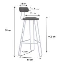 Conjunto 2 Banquetas Alta Ginger Com Encosto Fendi Cinza City - 3