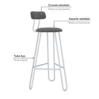 Conjunto 2 Banquetas Alta Ginger Com Encosto Fendi Cinza City - 4