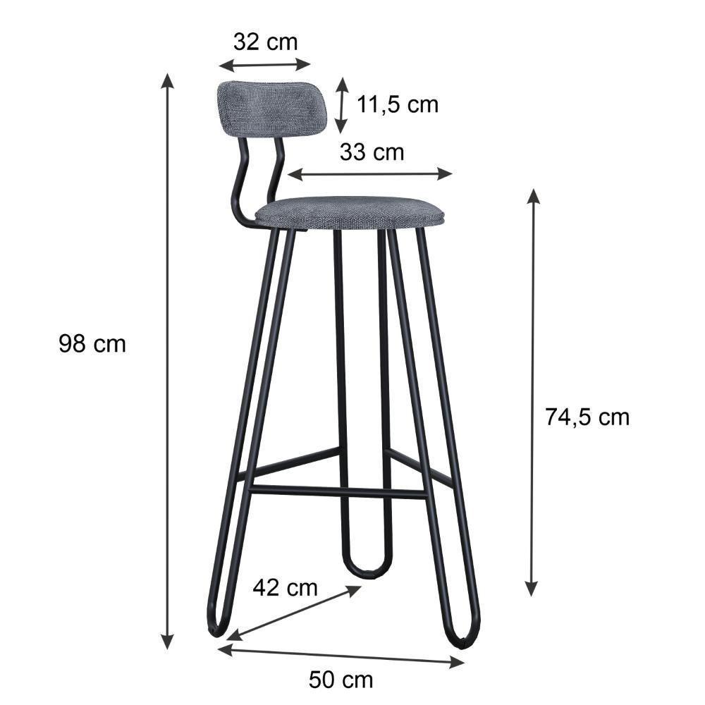 Conjunto 4 Banquetas Alta Ginger Com Encosto Névoa Prata City - 3