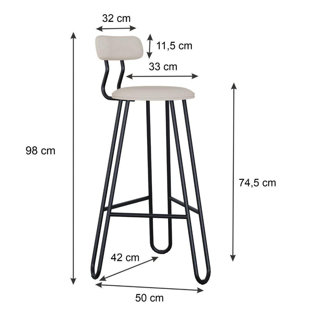 Conjunto 4 Banquetas Alta Ginger Com Encosto Areia Light City - 3