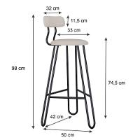 Conjunto 4 Banquetas Alta Ginger Com Encosto Areia Light City - 3