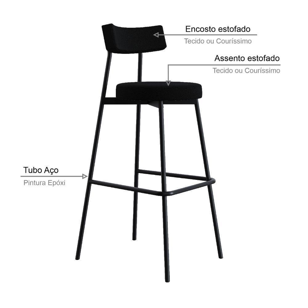 Banqueta Alta Stout Ae: 100 / Aa: 75cm C/02 Un. Bqst7510.2 Preto Preto - 3