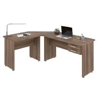Escrivaninha Mesa De Escritório Em L 1,80x1,40m C-02gavetas Nogal - 3