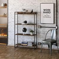 Estante Dynamica 80x30x146cm C/04 Prateleiras Carvalho Dark / Est.preta Carvalho Dark / Est.preta - 3