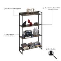 Estante Dynamica 80x30x146cm C/04 Prateleiras Carvalho Dark / Est.preta Carvalho Dark / Est.preta