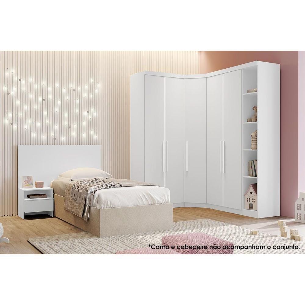 Quarto Modulado Rizon  4 Peças (1 Closet + 2 Guarda Roupas + 1 Complemento) QC209 Branco - 1