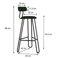 Conjunto 2 Banquetas Alta Ginger Com Encosto Verde Musgo City - 3