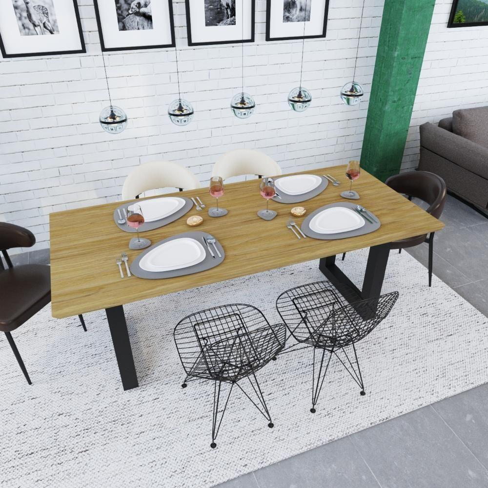 Mesa De Jantar Bronx Rg2 200x90x77cm Brmj9200rg2 Vermont Oak - Est.preta Vermont Oak/est.preta - 4
