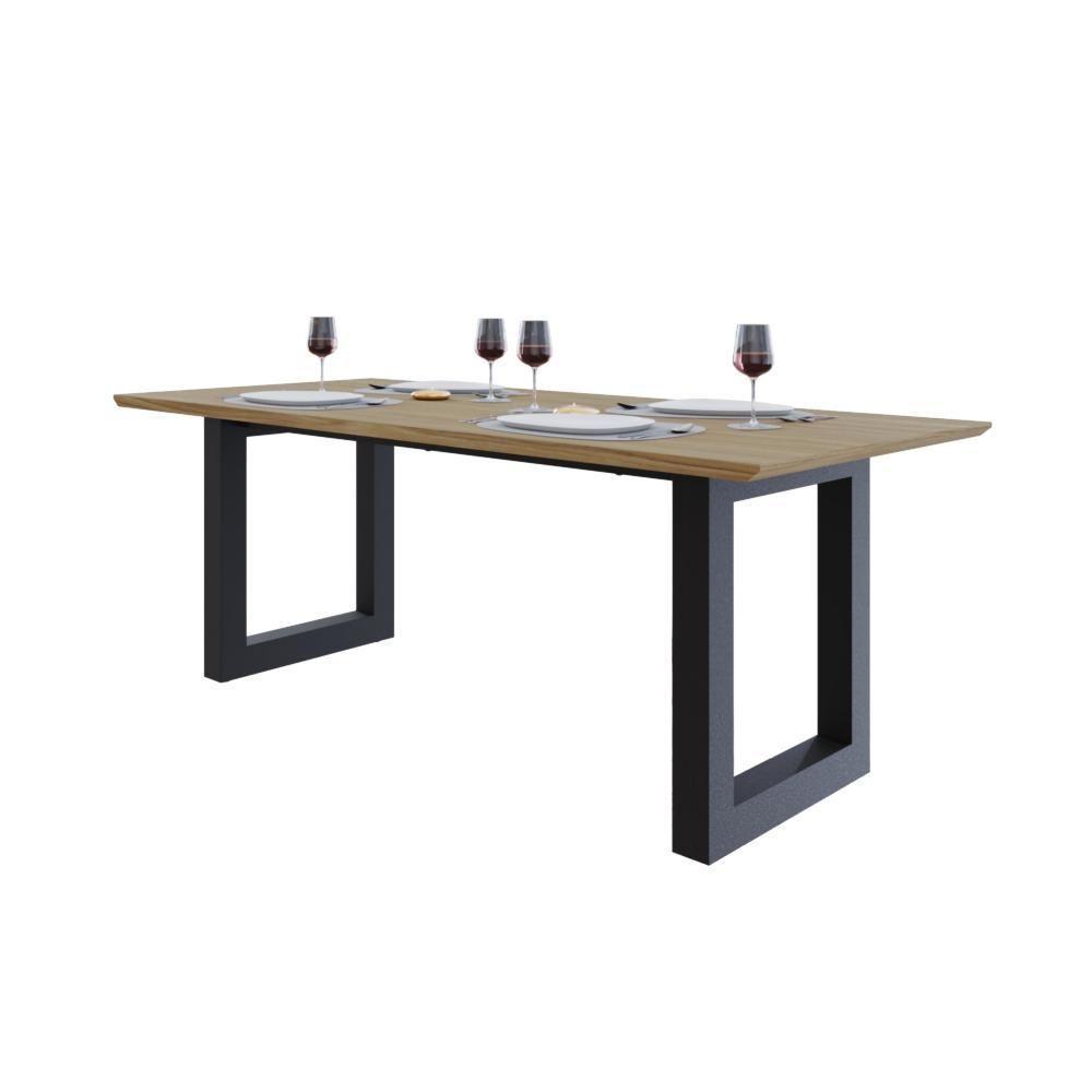 Mesa De Jantar Bronx Rg2 200x90x77cm Brmj9200rg2 Vermont Oak - Est.preta Vermont Oak/est.preta - 5