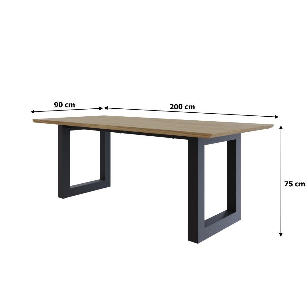 Mesa De Jantar Bronx Rg2 200x90x77cm Brmj9200rg2 Vermont Oak - Est.preta Vermont Oak/est.preta - 6
