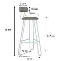 Conjunto 4 Banquetas Alta Ginger Com Encosto Courino Venus Cinza - 3