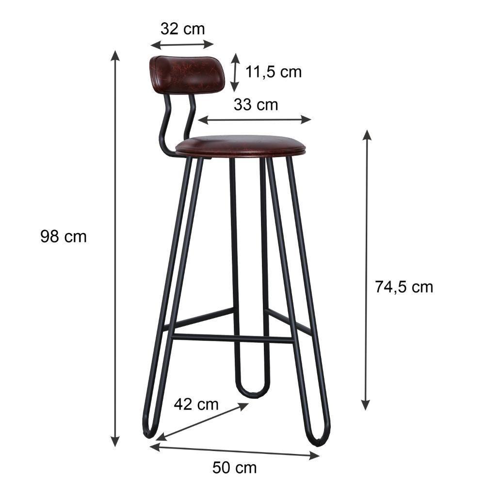 Conjunto 2 Banquetas Alta Ginger Com Encosto Courino Café - 3