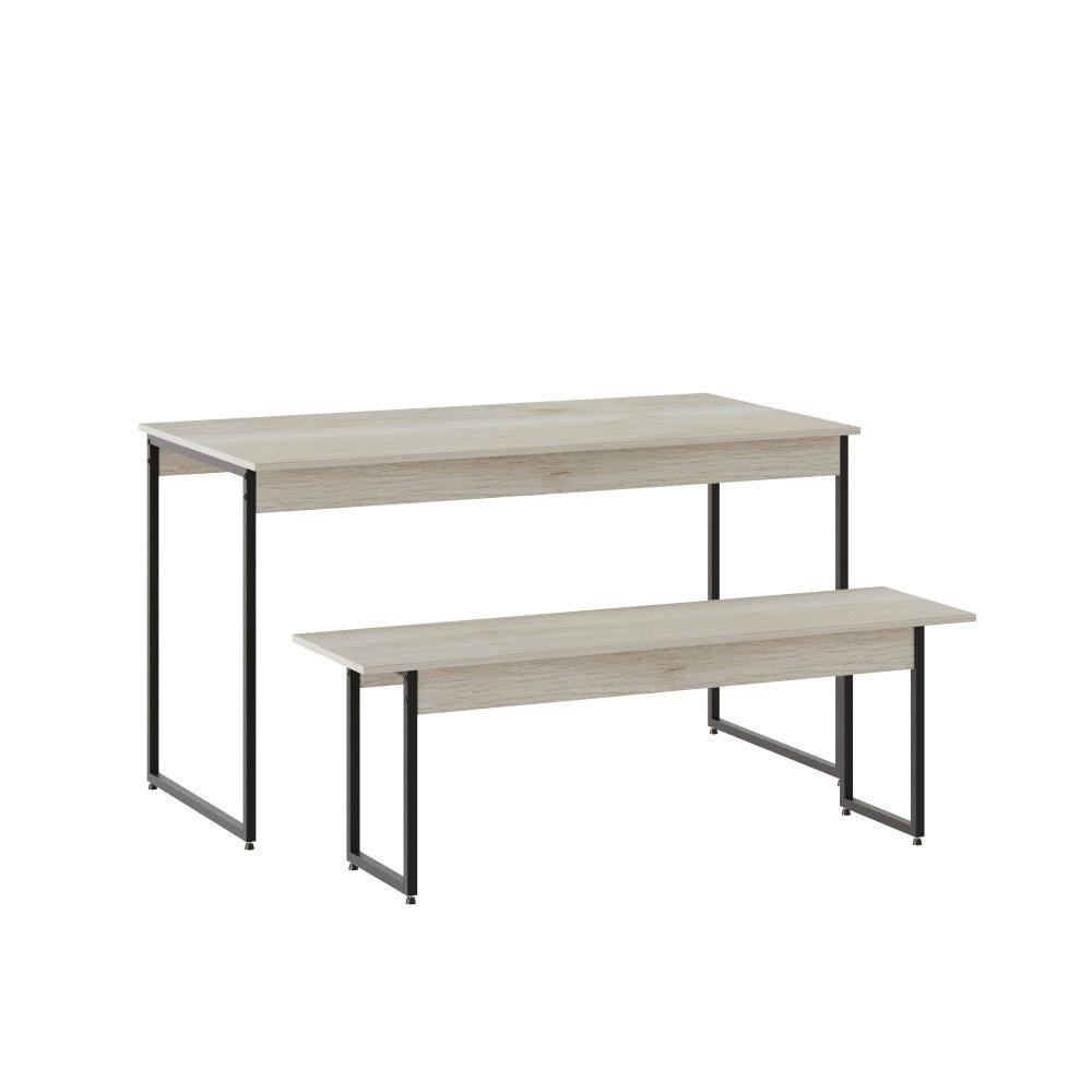 Mesa De Jantar Com 1 Banco Estilo Industrial Tub  Snow / Est.preta - 1