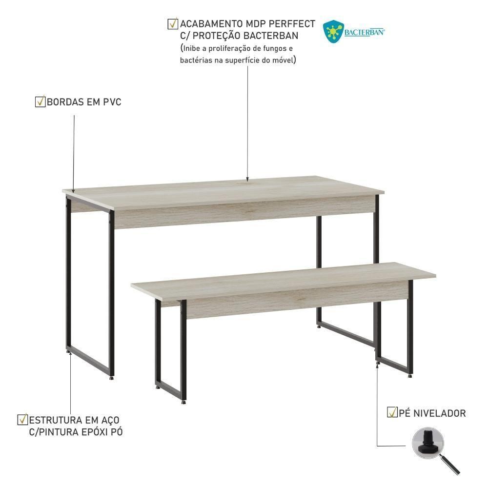 Mesa De Jantar Com 1 Banco Estilo Industrial Tub  Snow / Est.preta - 5