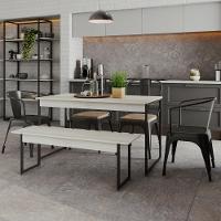 Mesa De Jantar Com 1 Banco Estilo Industrial Tub  Snow / Est.preta - 2