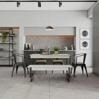 Mesa De Jantar Com 1 Banco Estilo Industrial Tub  Snow / Est.preta - 3