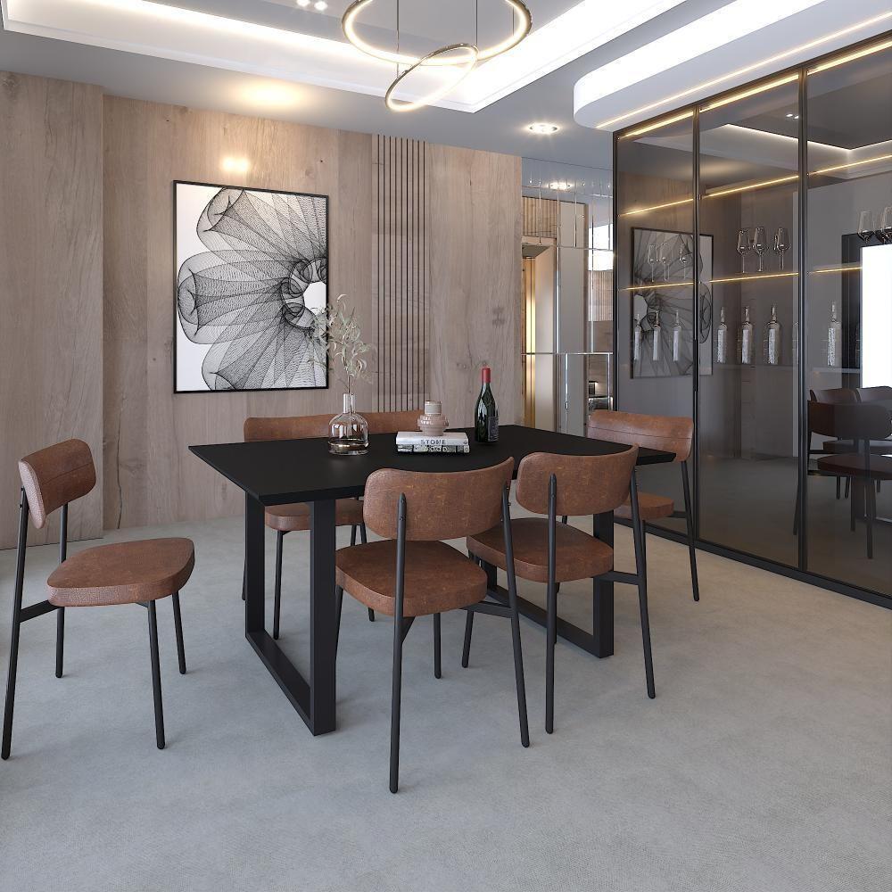 Mesa De Jantar Queens Rg2 160x90x77cm Qemj9160rg2 Preto Tx - Est.preta Preto Tx/est.preta - 2