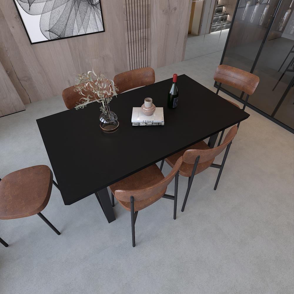 Mesa De Jantar Queens Rg2 160x90x77cm Qemj9160rg2 Preto Tx - Est.preta Preto Tx/est.preta - 4